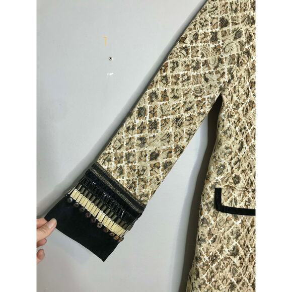 chico's tapestry jacquard beaded long length sleeve jacket - Picture 5 of 7